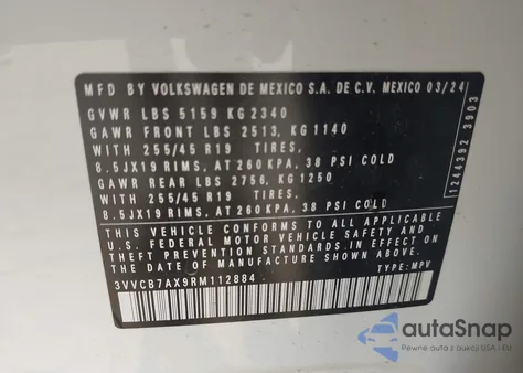 2024 Volkswagen Tiguan 2.0T Se R-Line Black from USA, damaged, VIN 3VVCB7AX9RM112884